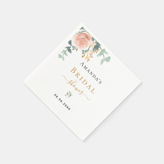 Vrijgezellenfeest roos goud florale eucalyptusgroe servet (Hoek)