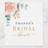 Vrijgezellenfeest roos goud florale eucalyptusgroe wijn etiket (Enkel label)