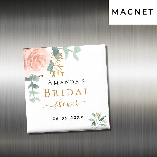 Vrijgezellenfeest roos goud florale eucalyptusvoor magneet