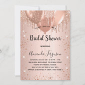 Vrijgezellenfeest roos goud glitter ballonnen luxe kaart (Voorkant)