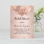 Vrijgezellenfeest roos goud glitter ballonnen luxe kaart (Staand voorkant)