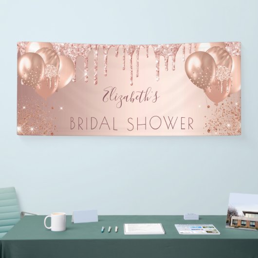 Vrijgezellenfeest roos goud glitter ballonnen spandoek (Beurs)