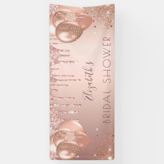 Vrijgezellenfeest roos goud glitter ballonnen spandoek (Verticaal)