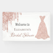 Vrijgezellenfeest roos goud glitter drip wit welko spandoek (Horizontaal)