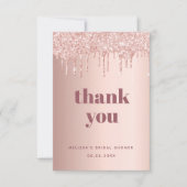 Vrijgezellenfeest roos goud glitter roze luxe bedankkaart (Voorkant)