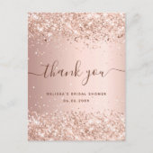 Vrijgezellenfeest roos goud glitter stof bedankt briefkaart (Voorkant)