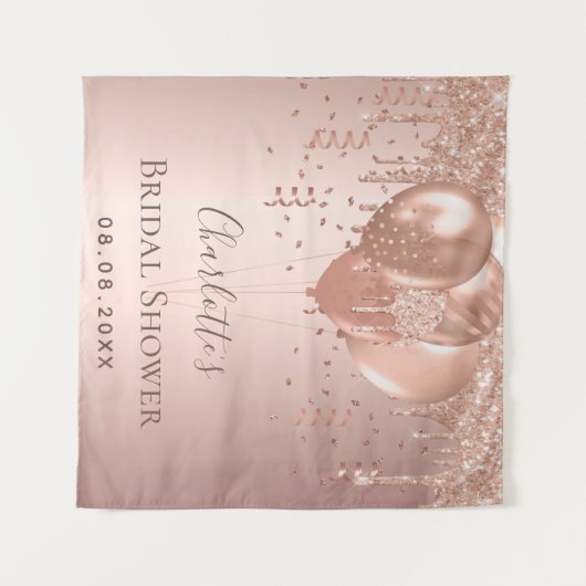 Vrijgezellenfeest roos goudballonnen wandkleed (Voorkant (horizontaal))