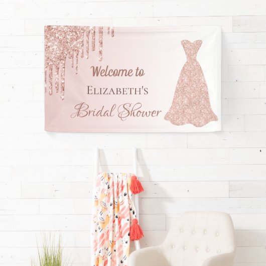 Vrijgezellenfeest roos goudbruin roze glitter welk spandoek (Insitu)