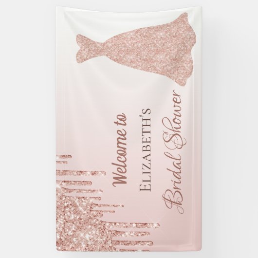 Vrijgezellenfeest roos goudbruin roze glitter welk spandoek (Verticaal)