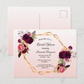 Vrijgezellenfeest roos goudbruin uitnodiging (Voorkant / Achterkant)