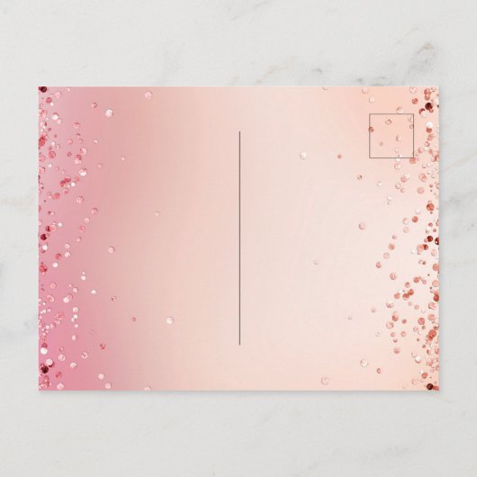 Vrijgezellenfeest roos goudbruine roze glitter uitnodiging briefkaart (Achterkant)