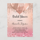 Vrijgezellenfeest roos goudbruine roze glitter uitnodiging briefkaart (Voorkant)