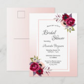 Vrijgezellenfeest roos gouden bloemen uitnodiging (Voorkant / Achterkant)