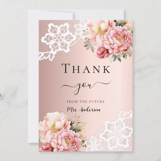 Vrijgezellenfeest roos Gouden Bloemenkant Dank u k Kaart (Voorkant)