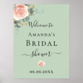 Vrijgezellenfeest roos gouden bloemensalie groen w poster (Voorkant)