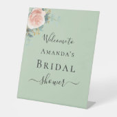 Vrijgezellenfeest roos gouden bloemensalie groen w reclamebord met voetstuk (Voorkant)