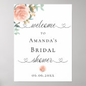 Vrijgezellenfeest roos gouden bloemenschrift welko poster (Voorkant)