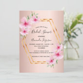 Vrijgezellenfeest Roos gouden blos roze bloemetjes Kaart (Staand voorkant)