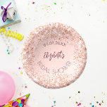 Vrijgezellenfeest roos gouden confetti naam papieren kommen<br><div class="desc">Een rozen gouden achtergrond met een sierlijke rozen gouden confetti. De tekst: De naam is geschreven in donker roos goud met een groot modern handgeschreven stijlschrift. Personaliseer en voeg een datum,  naam toe.</div>