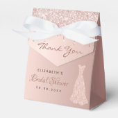 Vrijgezellenfeest roos gouden glitter jurk dank u bedankdoosjes (Voorkant Zijde)