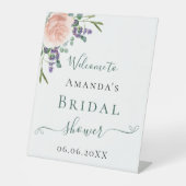 Vrijgezellenfeest roos gouden lavendel bloemenmoes reclamebord met voetstuk (Voorkant)