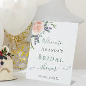 Vrijgezellenfeest roos gouden lavendel bloemenmoes reclamebord met voetstuk