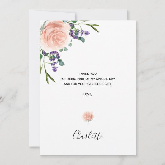 Vrijgezellenfeest roos gouden lavendel dank u kaar kaart (Achterkant)