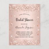 Vrijgezellenfeest roos gouden schittering uitnodiging briefkaart (Voorkant)