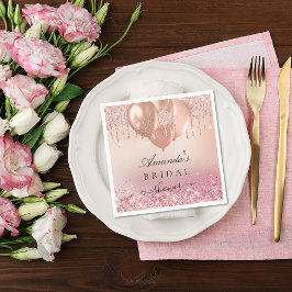 Vrijgezellenfeest roos gouden zwarte glitternaam servet