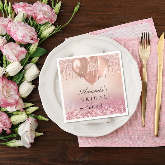 Vrijgezellenfeest roos gouden zwarte glitternaam servet