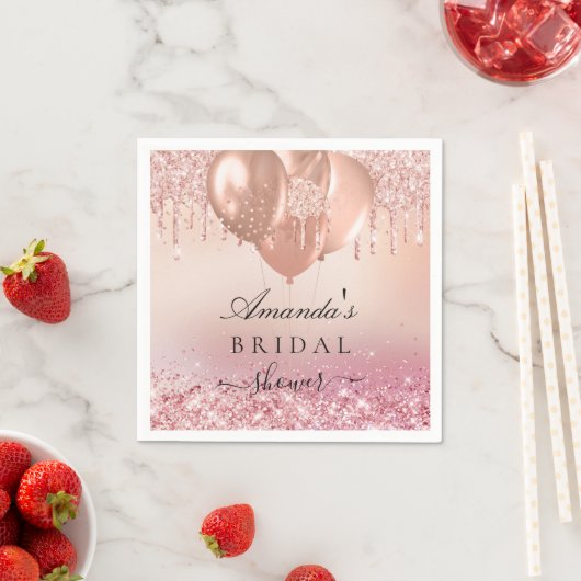 Vrijgezellenfeest roos gouden zwarte glitternaam servet (Insitu)