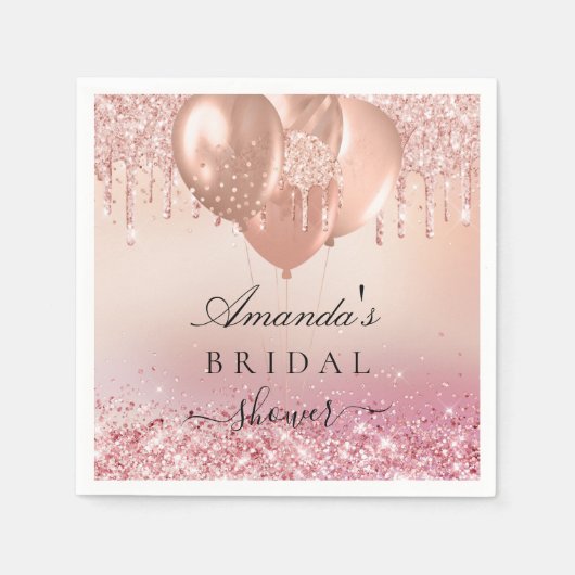 Vrijgezellenfeest roos gouden zwarte glitternaam servet (Voorkant)