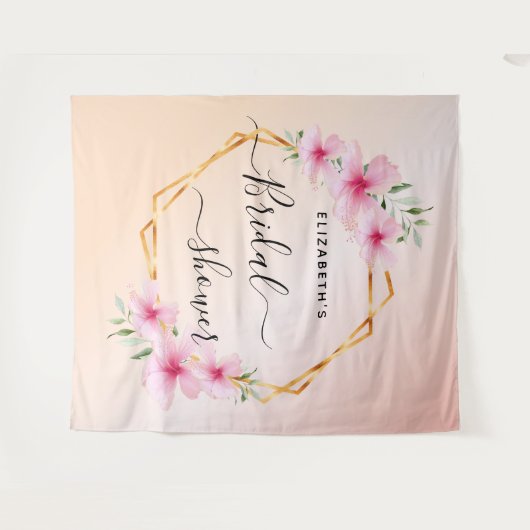 Vrijgezellenfeest roos gouden zwarte roze floralen wandkleed (Voorkant (horizontaal))