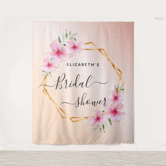 Vrijgezellenfeest roos gouden zwarte roze floralen wandkleed (Voorkant)