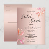 Vrijgezellenfeest roos goudfloralen briefkaart (Voorkant / Achterkant)