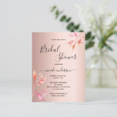 Vrijgezellenfeest roos goudfloralen briefkaart (Staand voorkant)