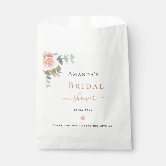 Vrijgezellenfeest roos goudfloreucalyptuselegant bedankzakje (Voorkant)