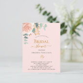 Vrijgezellenfeest roos goudfloreucalyptuselegant briefkaart (Staand voorkant)