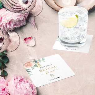 Vrijgezellenfeest roos goudfloreucalyptuselegant kartonnen onderzetters