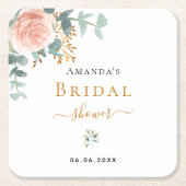 Vrijgezellenfeest roos goudfloreucalyptuselegant kartonnen onderzetters (Voorkant)