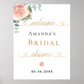 Vrijgezellenfeest roos goudfloreucalyptuselegant poster (Voorkant)