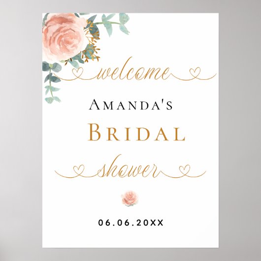 Vrijgezellenfeest roos goudfloreucalyptuselegant poster (Voorkant)