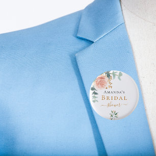 Vrijgezellenfeest roos goudfloreucalyptuselegant ronde button 3,2 cm