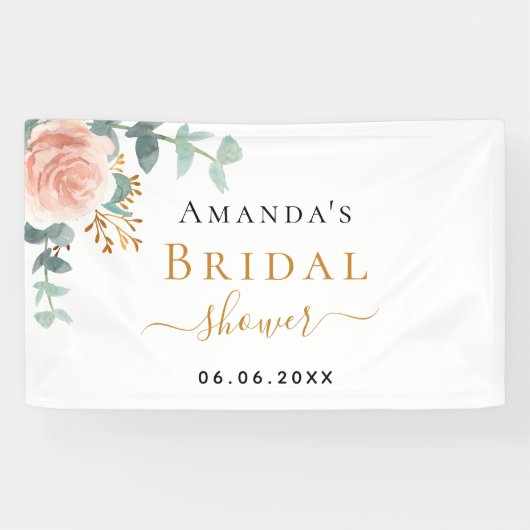 Vrijgezellenfeest roos goudfloreucalyptuselegant spandoek (Horizontaal)