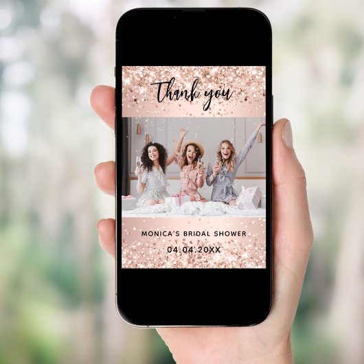 Vrijgezellenfeest roos goudfoto bedankt! kaart