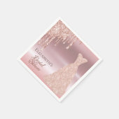 Vrijgezellenfeest roos goudglitter servet (Hoek)