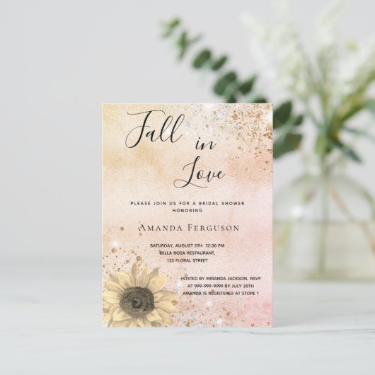 Vrijgezellenfeest roos goudhoudende herfst voor zo uitnodiging briefkaart (Staand voorkant)