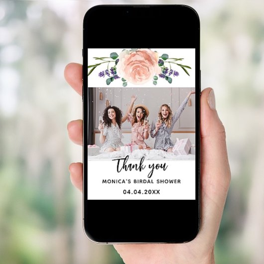 Vrijgezellenfeest roos lavendel foto dank u kaart