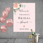 Vrijgezellenfeest roos roze bloemengroen welkom poster