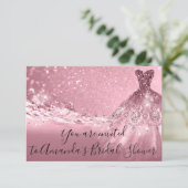 Vrijgezellenfeest Roos Roze dress Glitter Ocean Kaart (Staand voorkant)